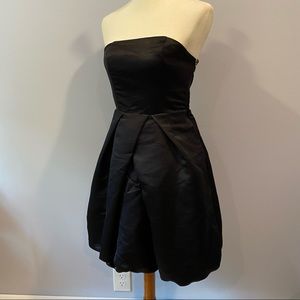 Express Y2K Little Black Poof Strapless Dress